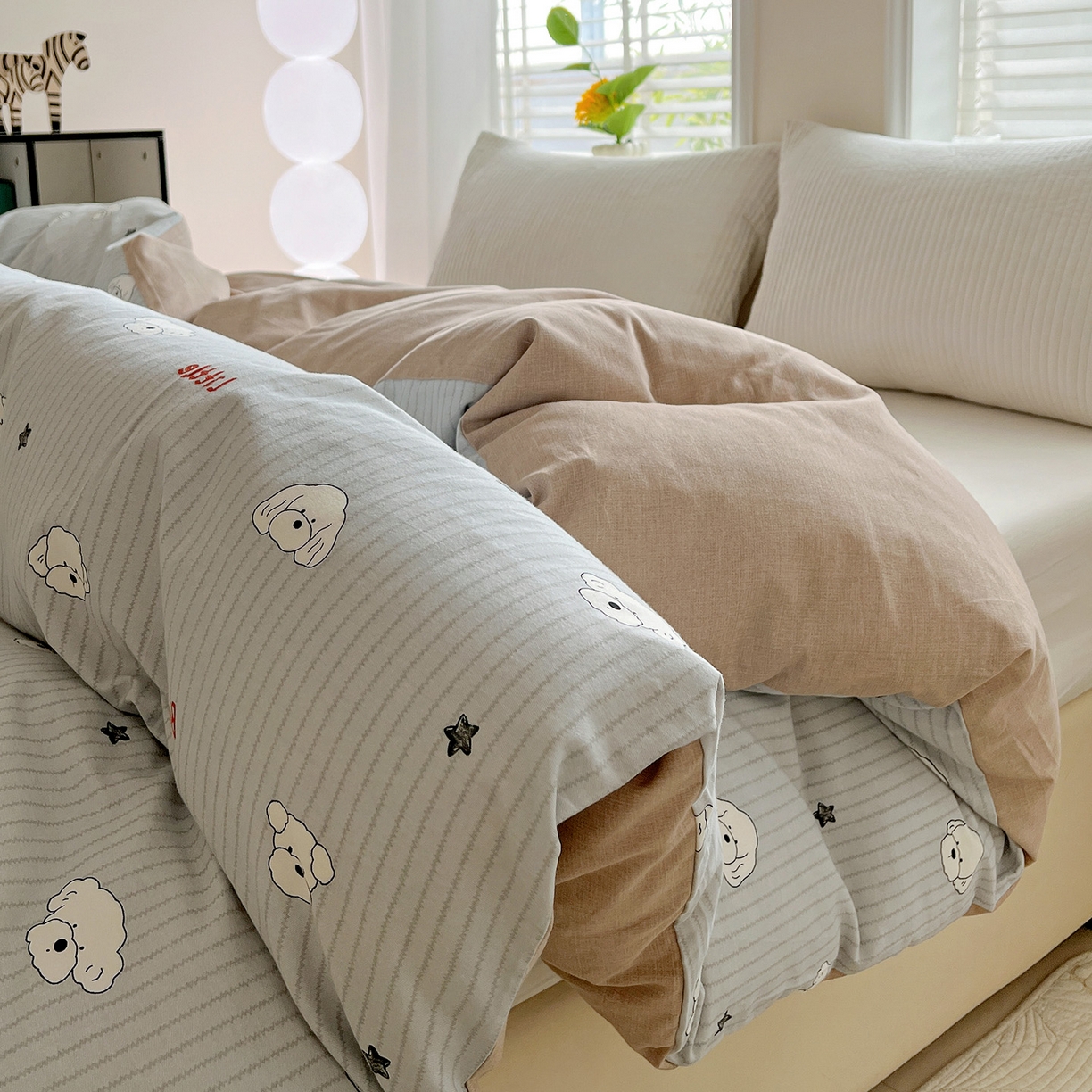 91家纺网 家纺一手货源 找家纺 依庭 2025新款高克重全棉纯棉磨毛印花单被套 皮皮狗