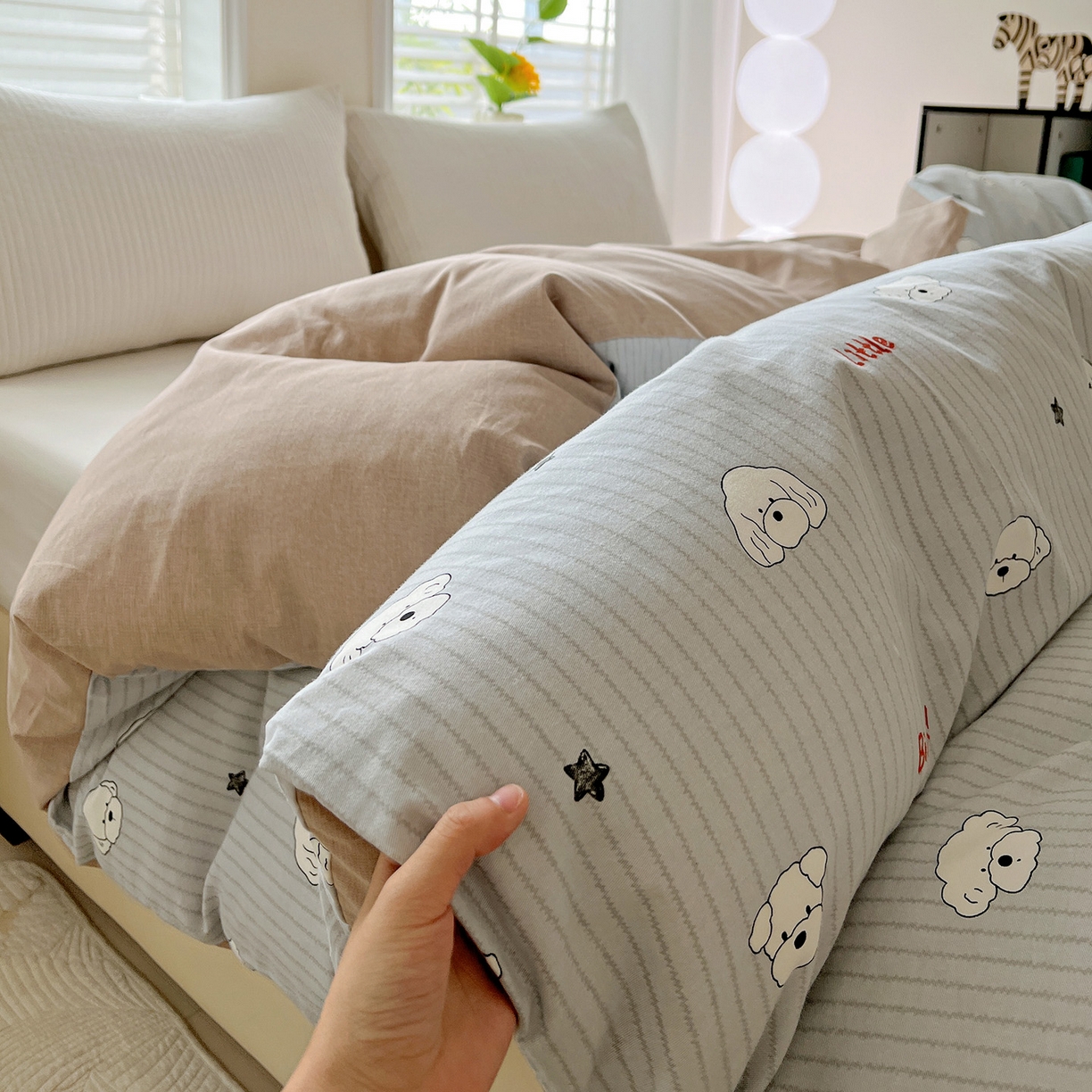 91家纺网 家纺一手货源 找家纺 依庭 2025新款高克重全棉纯棉磨毛印花单被套 皮皮狗