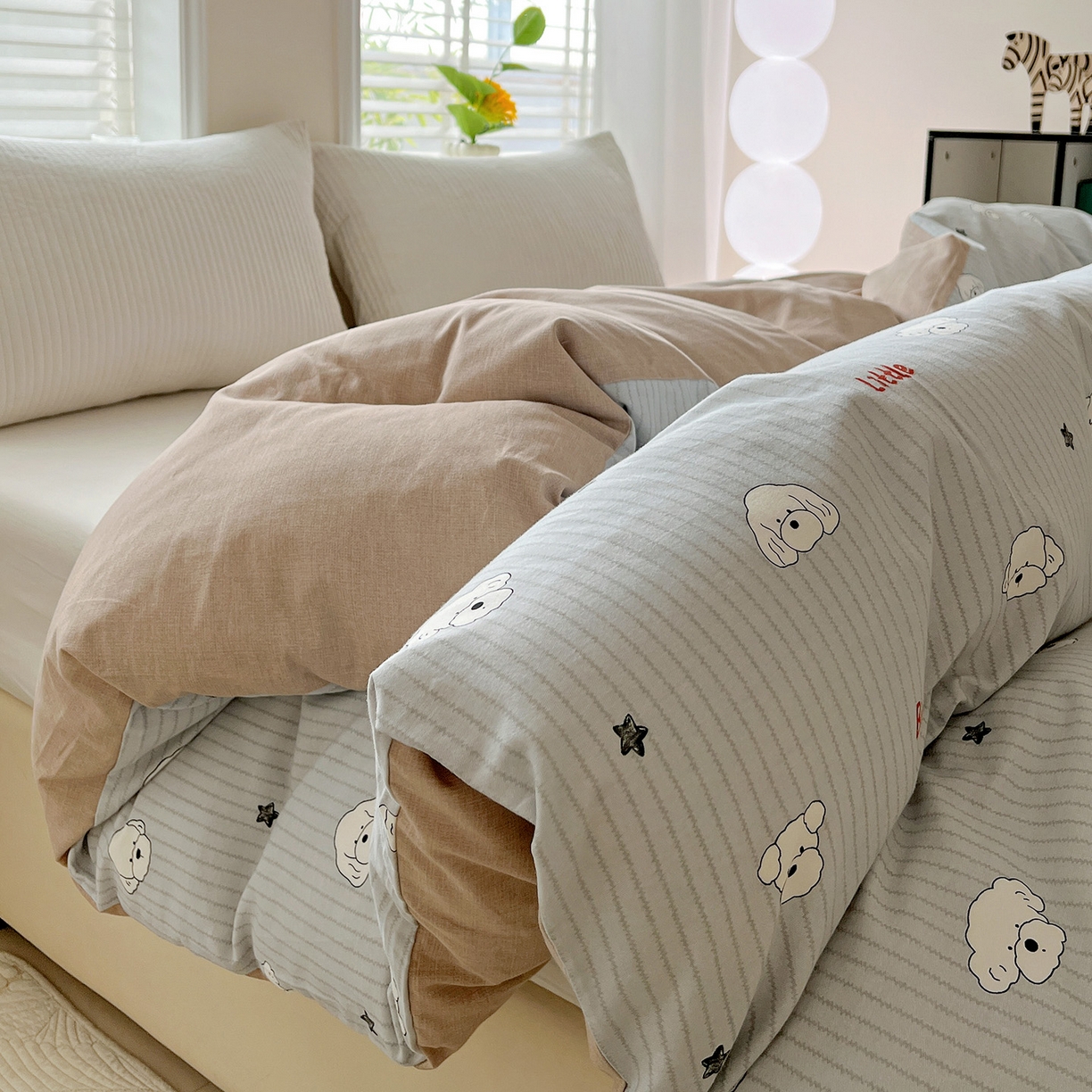 91家纺网 家纺一手货源 找家纺 依庭 2025新款高克重全棉纯棉磨毛印花单被套 皮皮狗