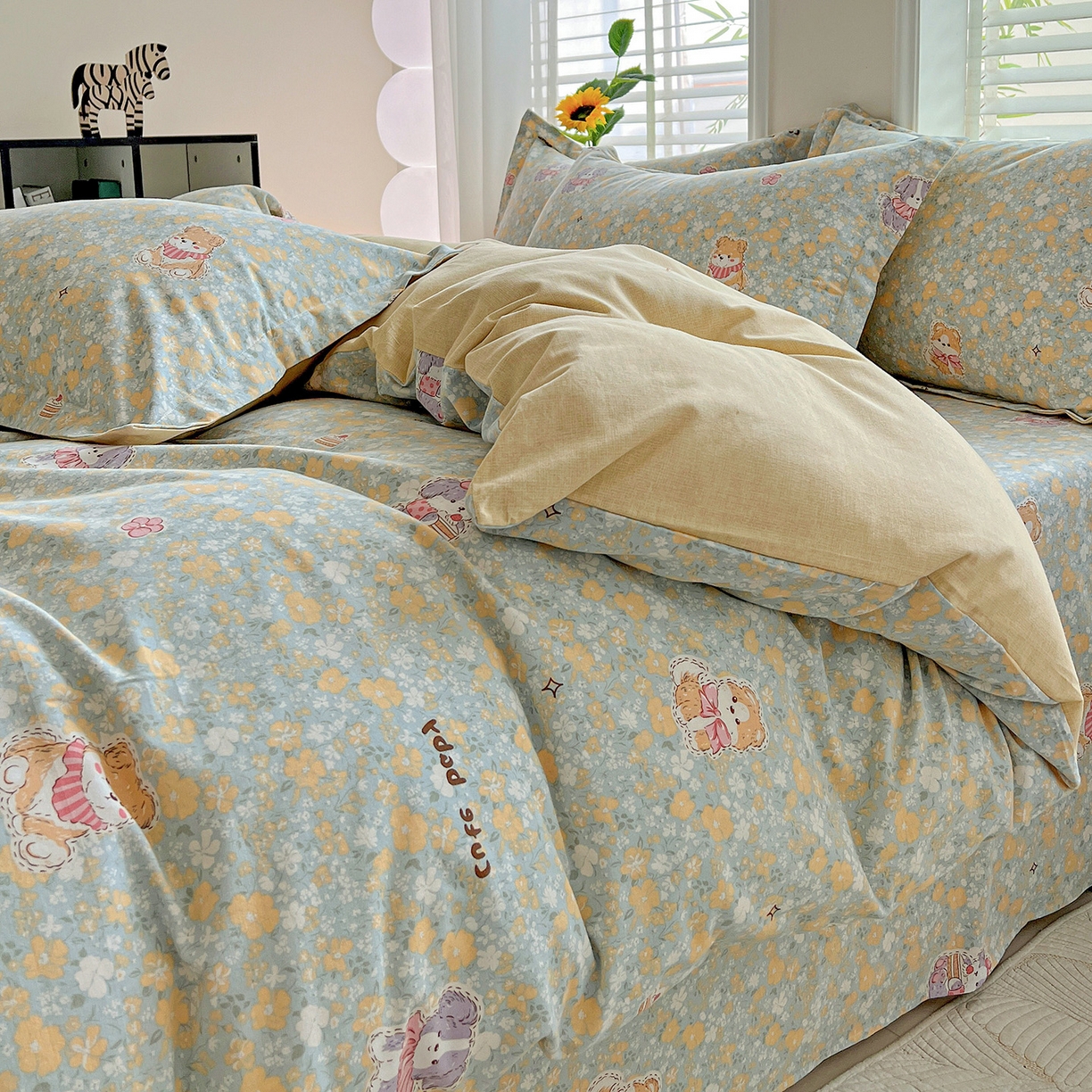 依庭 2025新款高克重全棉纯棉磨毛印花单被套 清新花园