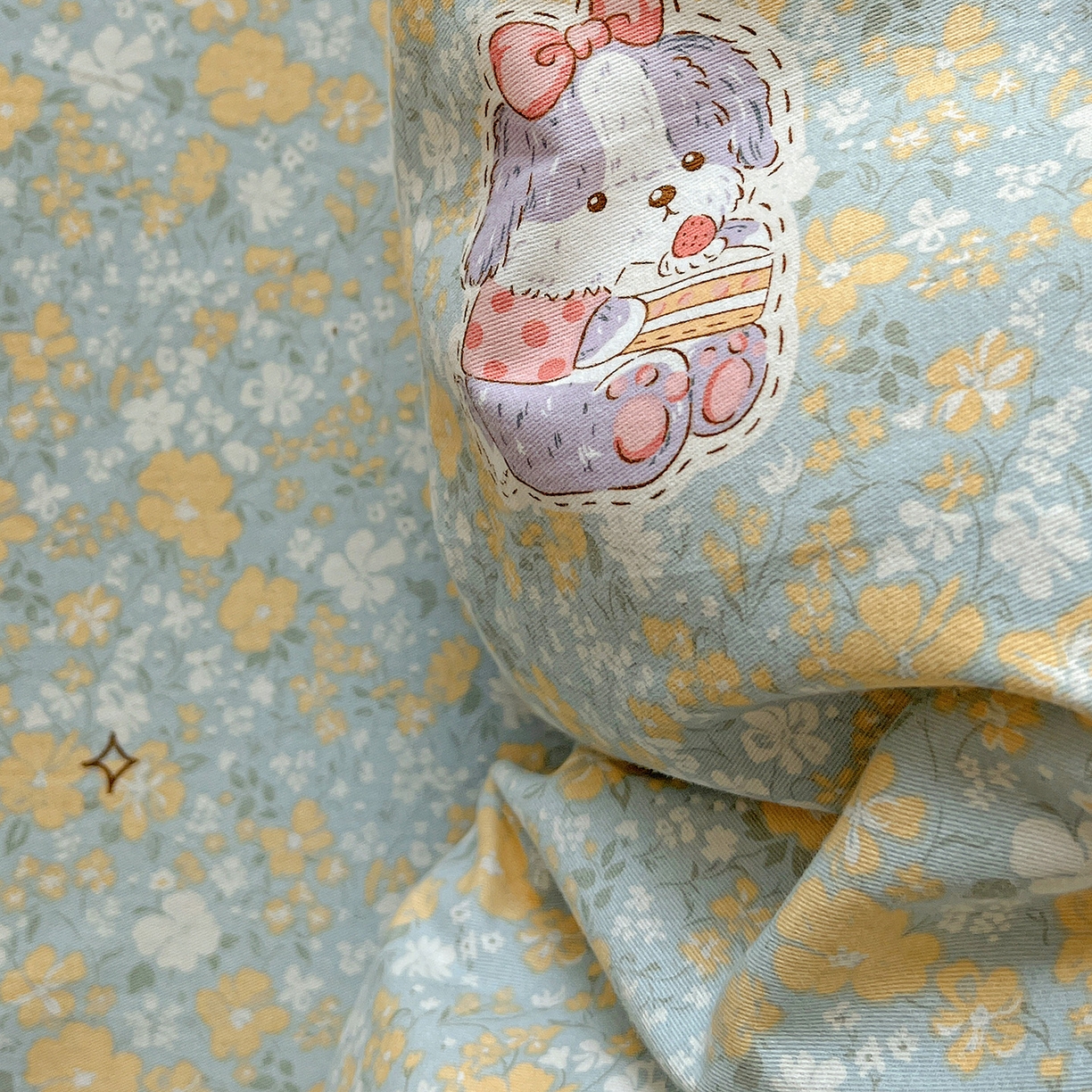 91家纺网 家纺一手货源 找家纺 依庭 2025新款高克重全棉纯棉磨毛印花单被套 清新花园