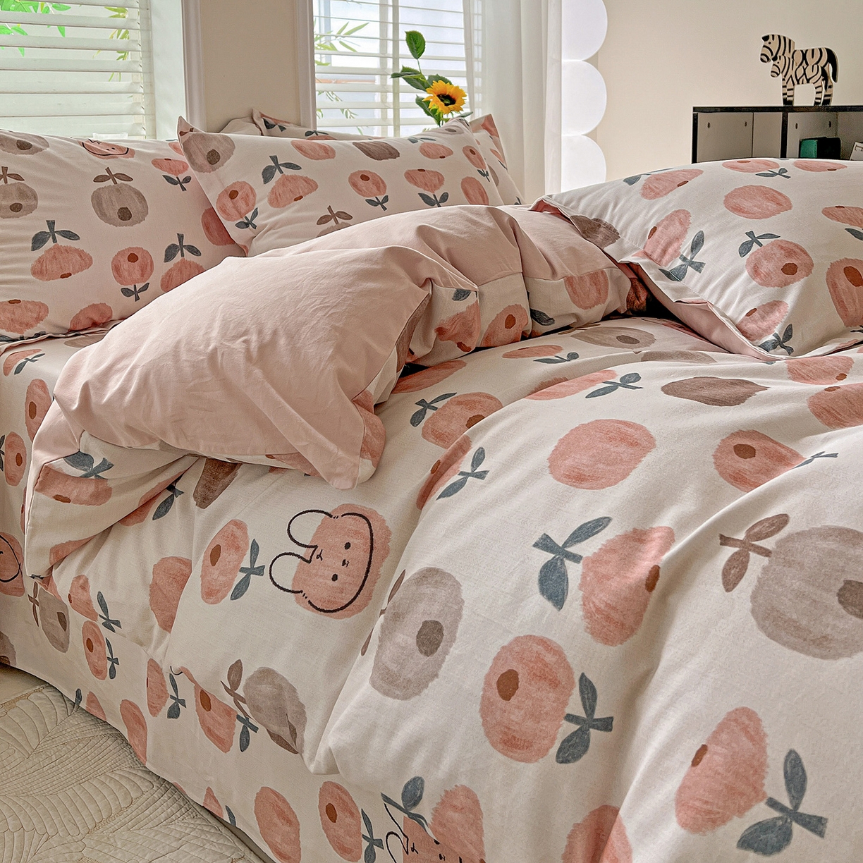 91家纺网 家纺一手货源 找家纺 依庭 2025新款高克重全棉纯棉磨毛印花单被套 山樱