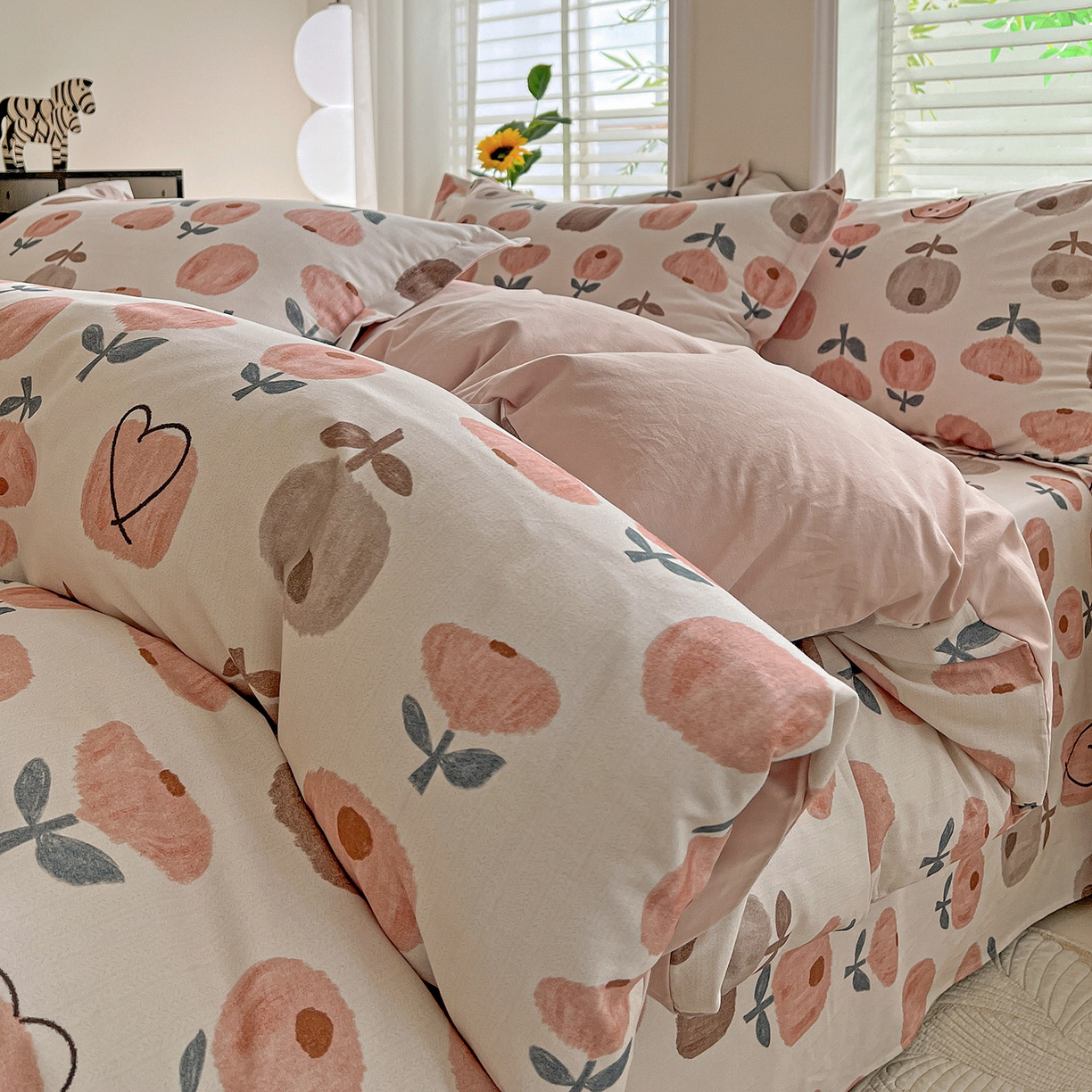 91家纺网 家纺一手货源 找家纺 依庭 2025新款高克重全棉纯棉磨毛印花单被套 山樱