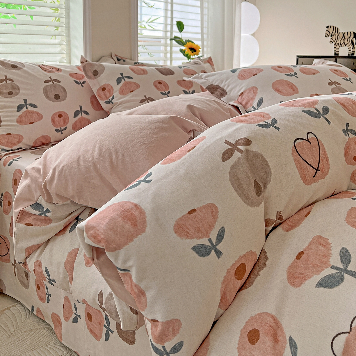 91家纺网 家纺一手货源 找家纺 依庭 2025新款高克重全棉纯棉磨毛印花单被套 山樱