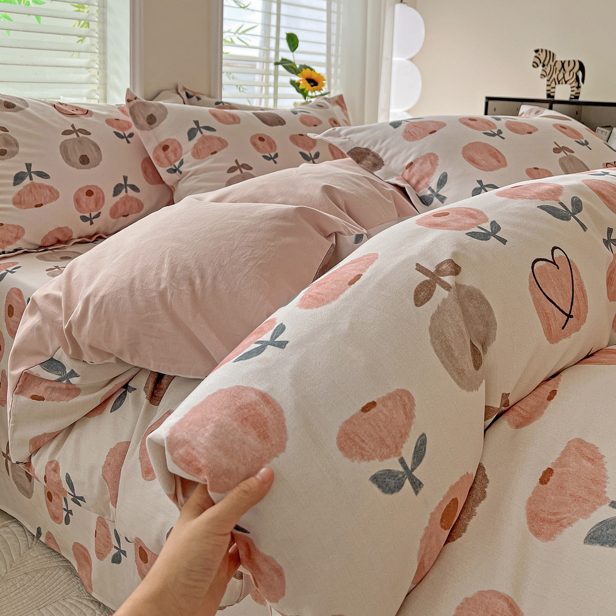 91家纺网 家纺一手货源 找家纺 依庭 2025新款高克重全棉纯棉磨毛印花单被套 山樱