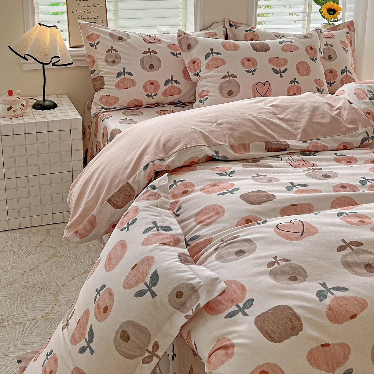 91家纺网 家纺一手货源 找家纺 依庭 2025新款高克重全棉纯棉磨毛印花单被套 山樱