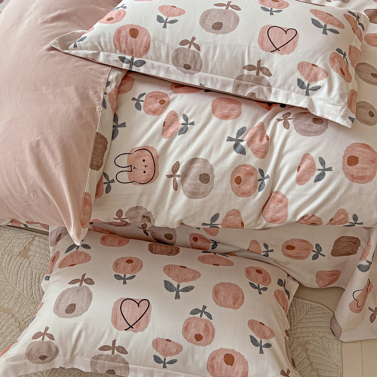 91家纺网 家纺一手货源 找家纺 依庭 2025新款高克重全棉纯棉磨毛印花单被套 山樱