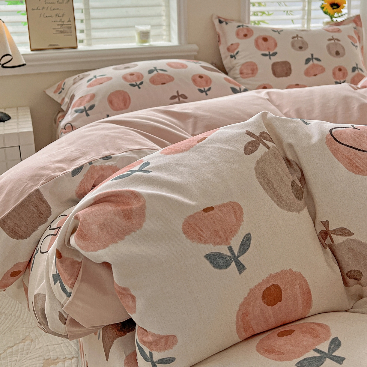 91家纺网 家纺一手货源 找家纺 依庭 2025新款高克重全棉纯棉磨毛印花单被套 山樱