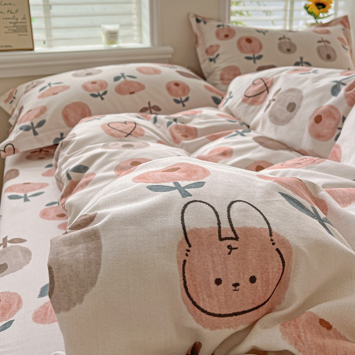 91家纺网 家纺一手货源 找家纺 依庭 2025新款高克重全棉纯棉磨毛印花单被套 山樱