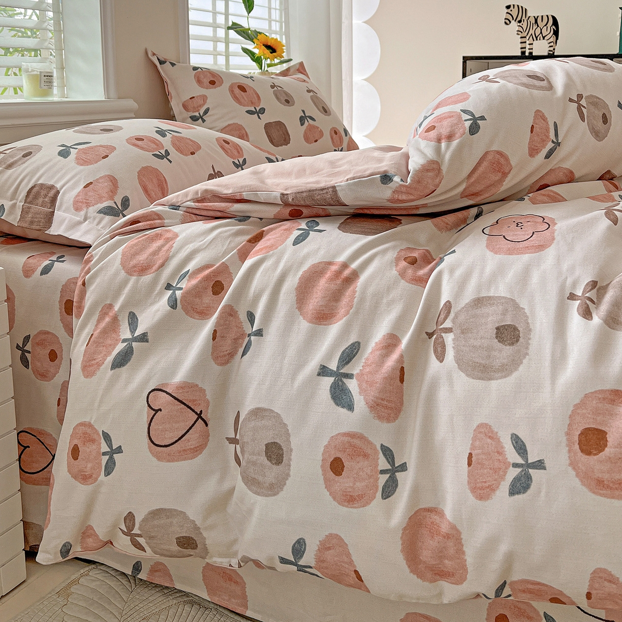 91家纺网 家纺一手货源 找家纺 依庭 2025新款高克重全棉纯棉磨毛印花单被套 山樱