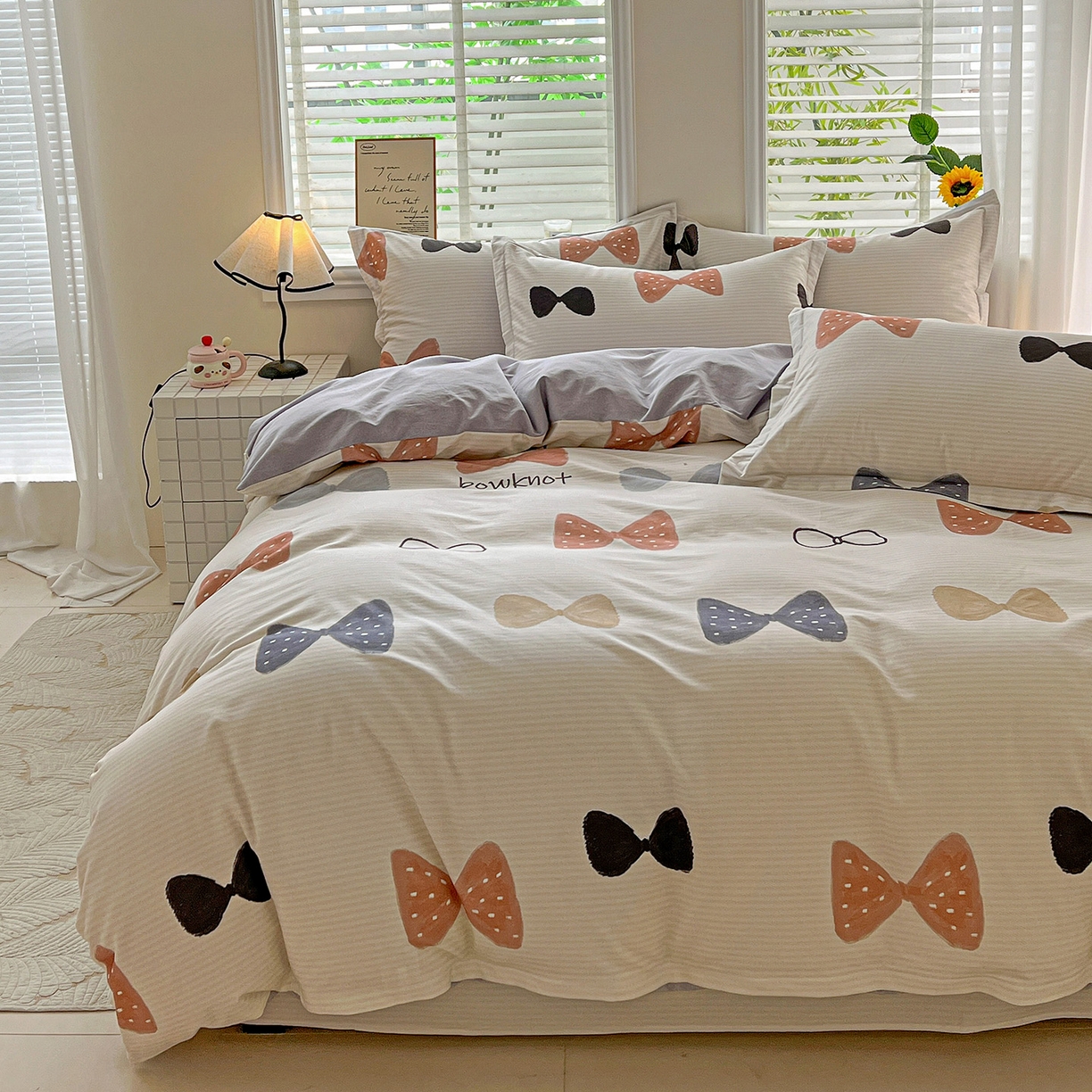 91家纺网 家纺一手货源 找家纺 依庭 2025新款高克重全棉纯棉磨毛印花单被套 笙白-桔