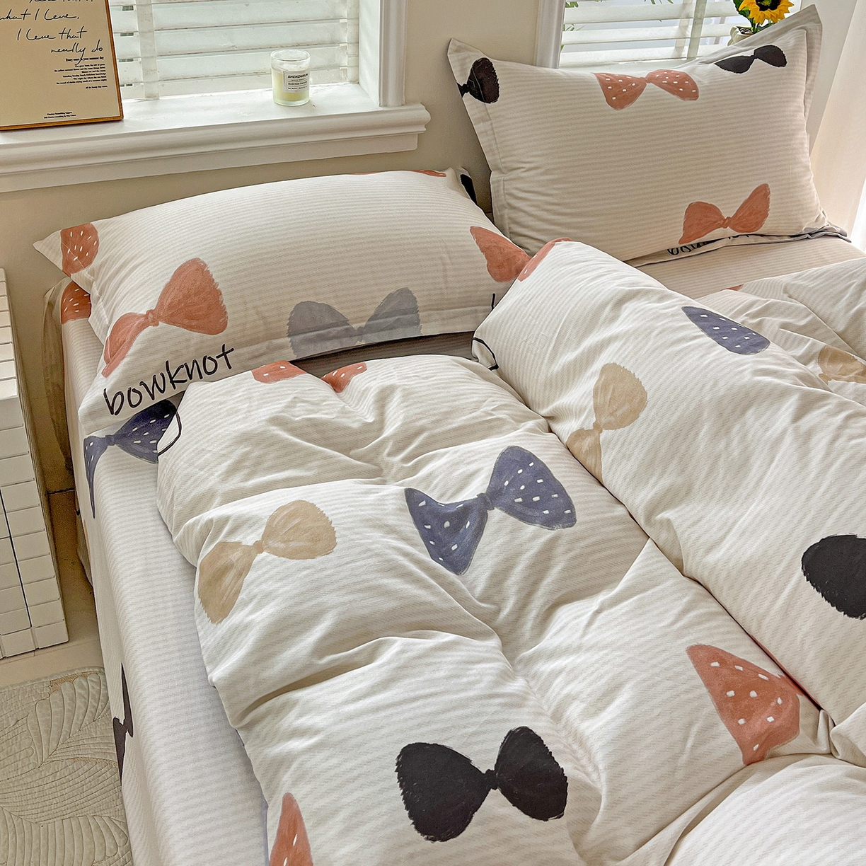 91家纺网 家纺一手货源 找家纺 依庭 2025新款高克重全棉纯棉磨毛印花单被套 笙白-桔