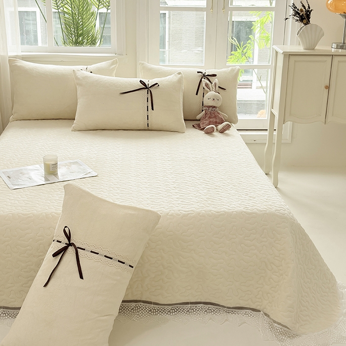 韩秀家纺 2025新款牛奶绒单床盖 奶黄