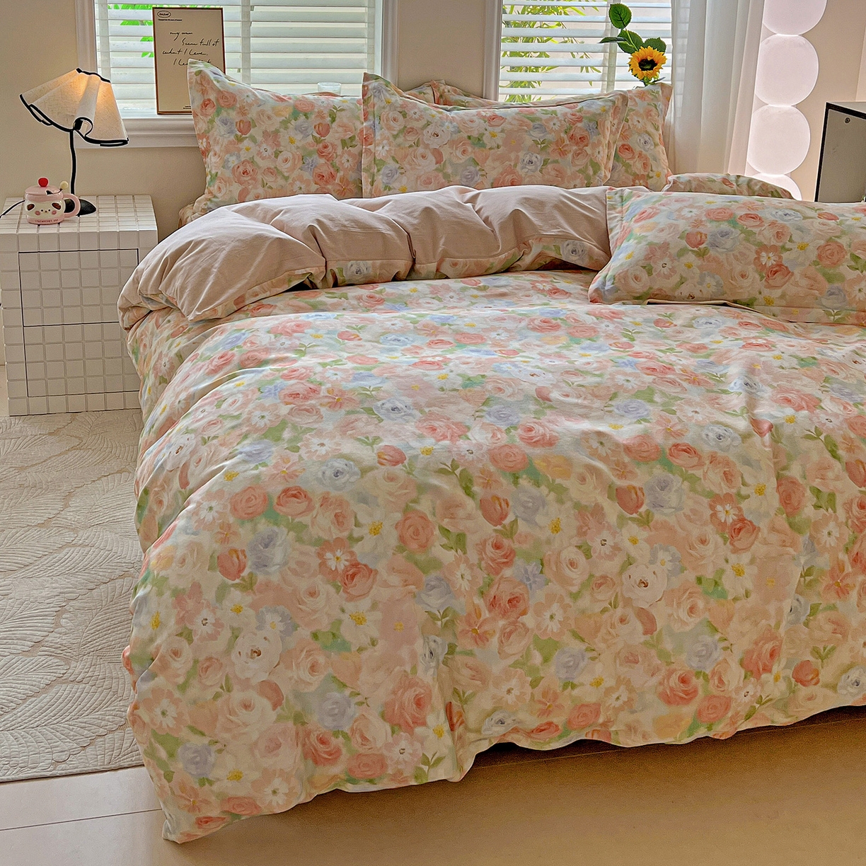 91家纺网 家纺一手货源 找家纺 依庭 2025新款高克重全棉纯棉磨毛印花单被套 甜梦茶语