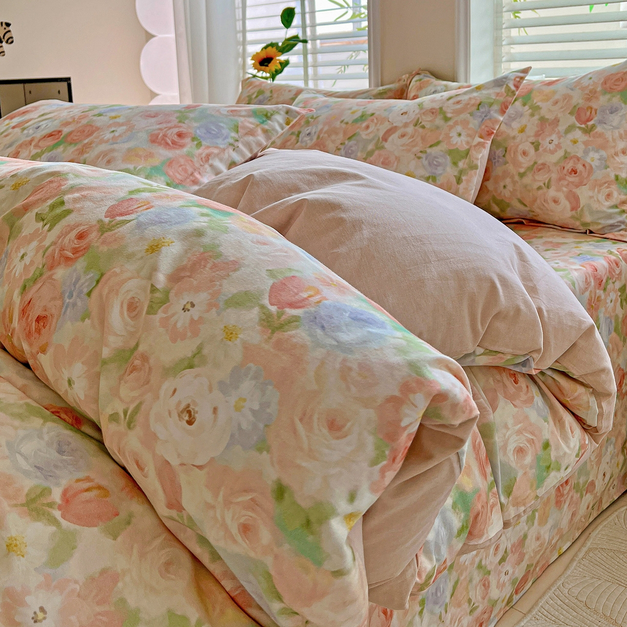 91家纺网 家纺一手货源 找家纺 依庭 2025新款高克重全棉纯棉磨毛印花单被套 甜梦茶语