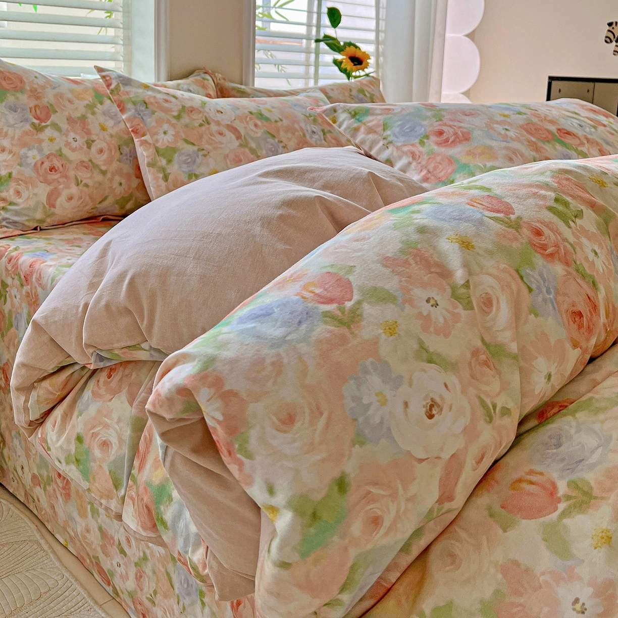 91家纺网 家纺一手货源 找家纺 依庭 2025新款高克重全棉纯棉磨毛印花单被套 甜梦茶语