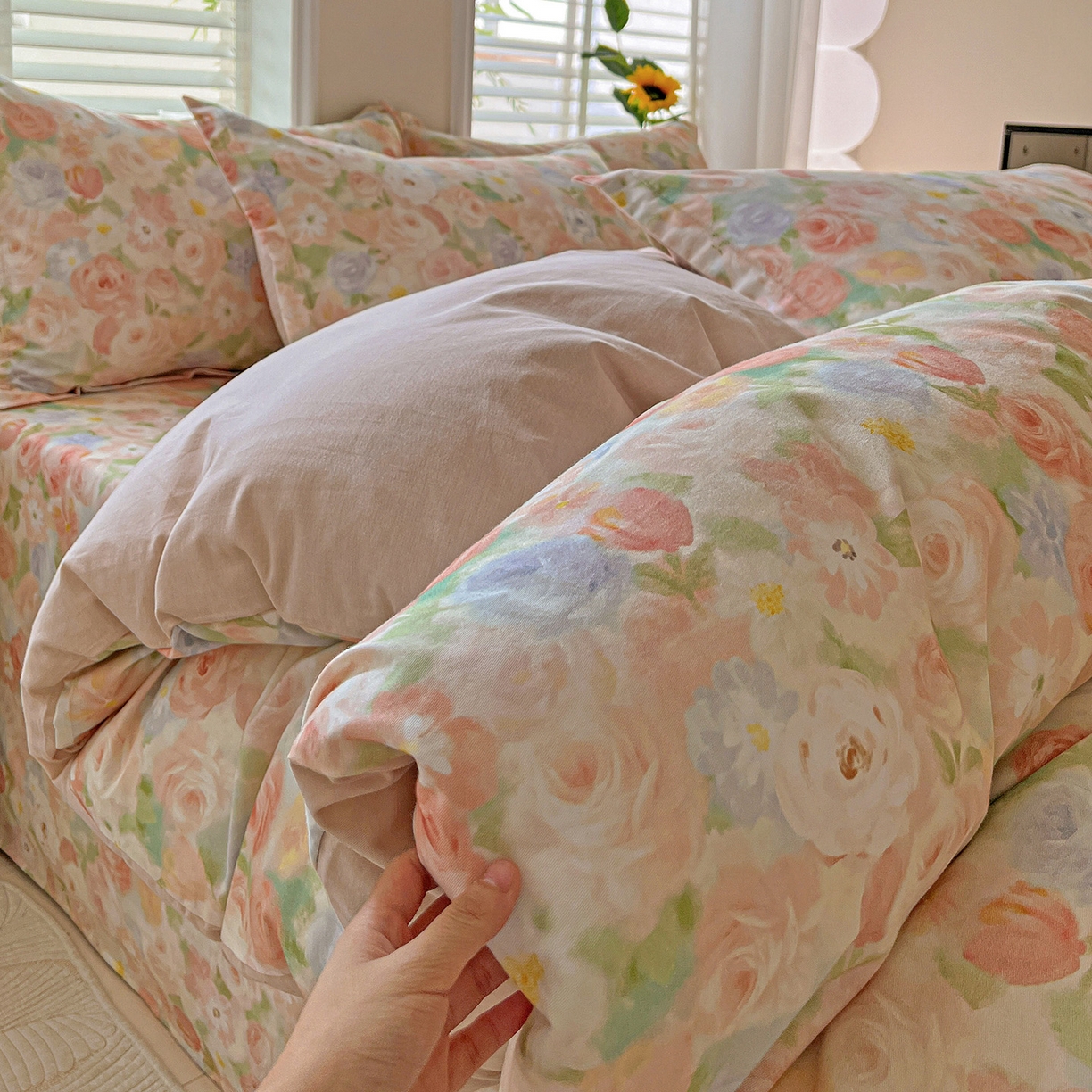 91家纺网 家纺一手货源 找家纺 依庭 2025新款高克重全棉纯棉磨毛印花单被套 甜梦茶语