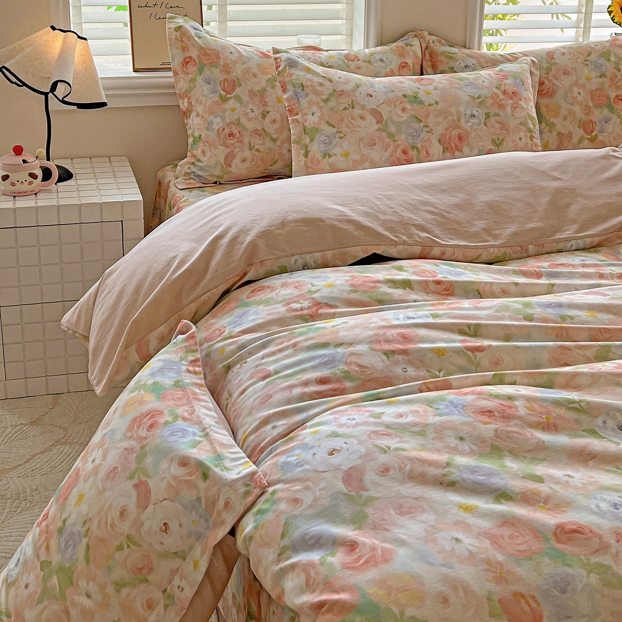 91家纺网 家纺一手货源 找家纺 依庭 2025新款高克重全棉纯棉磨毛印花单被套 甜梦茶语