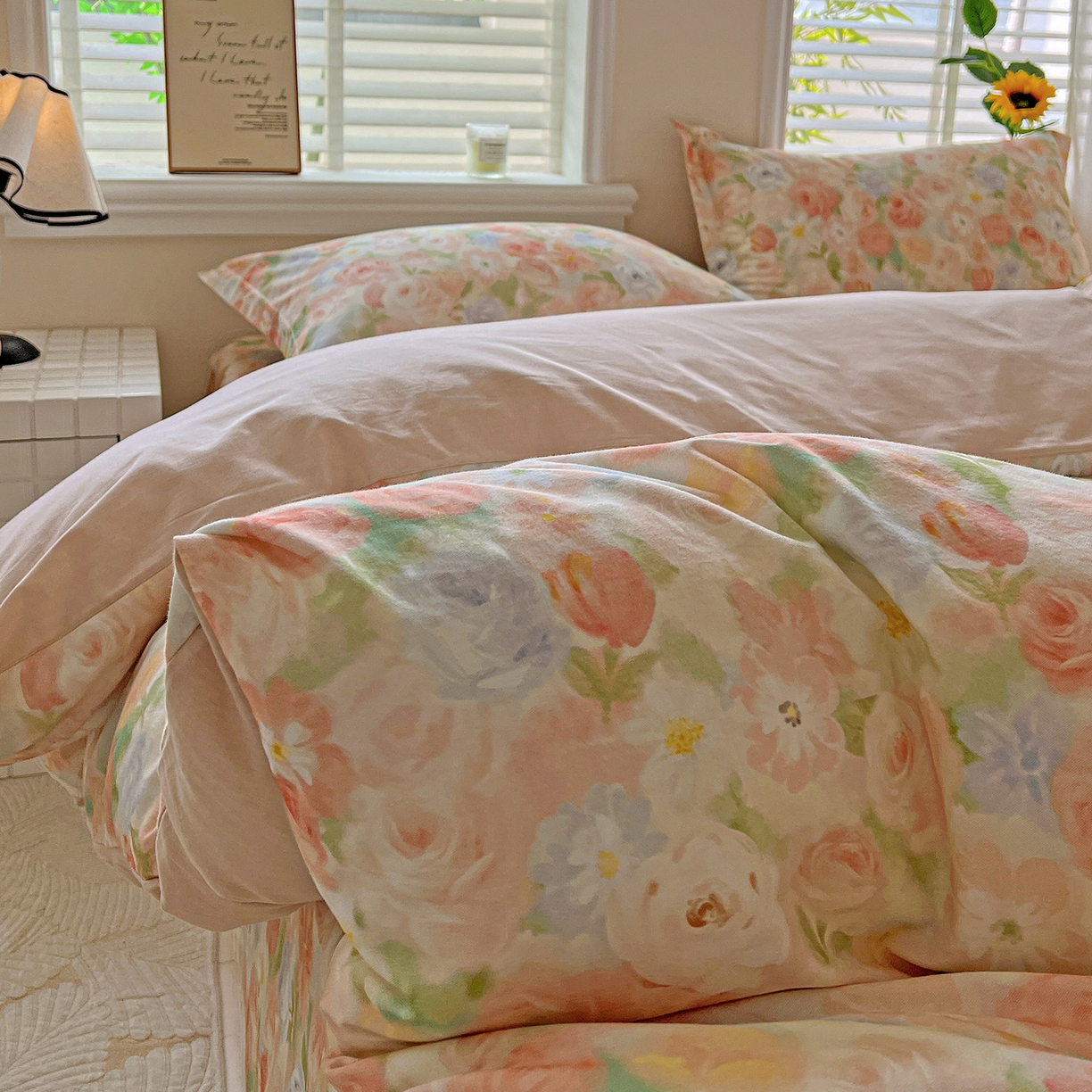 91家纺网 家纺一手货源 找家纺 依庭 2025新款高克重全棉纯棉磨毛印花单被套 甜梦茶语