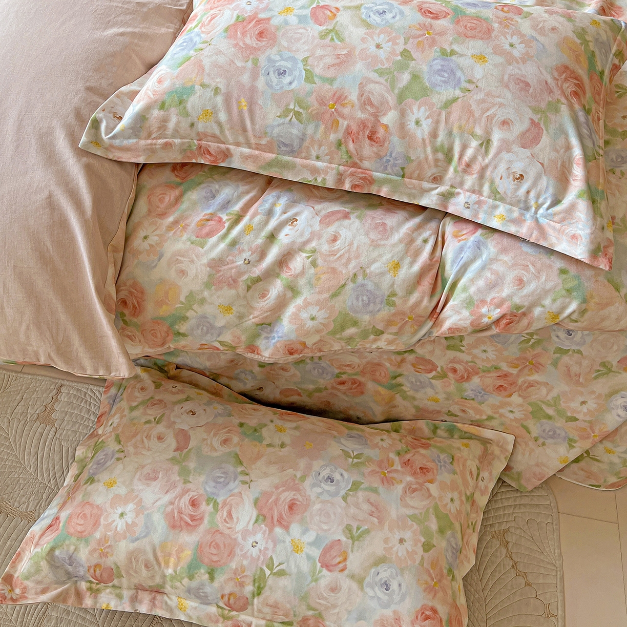 91家纺网 家纺一手货源 找家纺 依庭 2025新款高克重全棉纯棉磨毛印花单被套 甜梦茶语