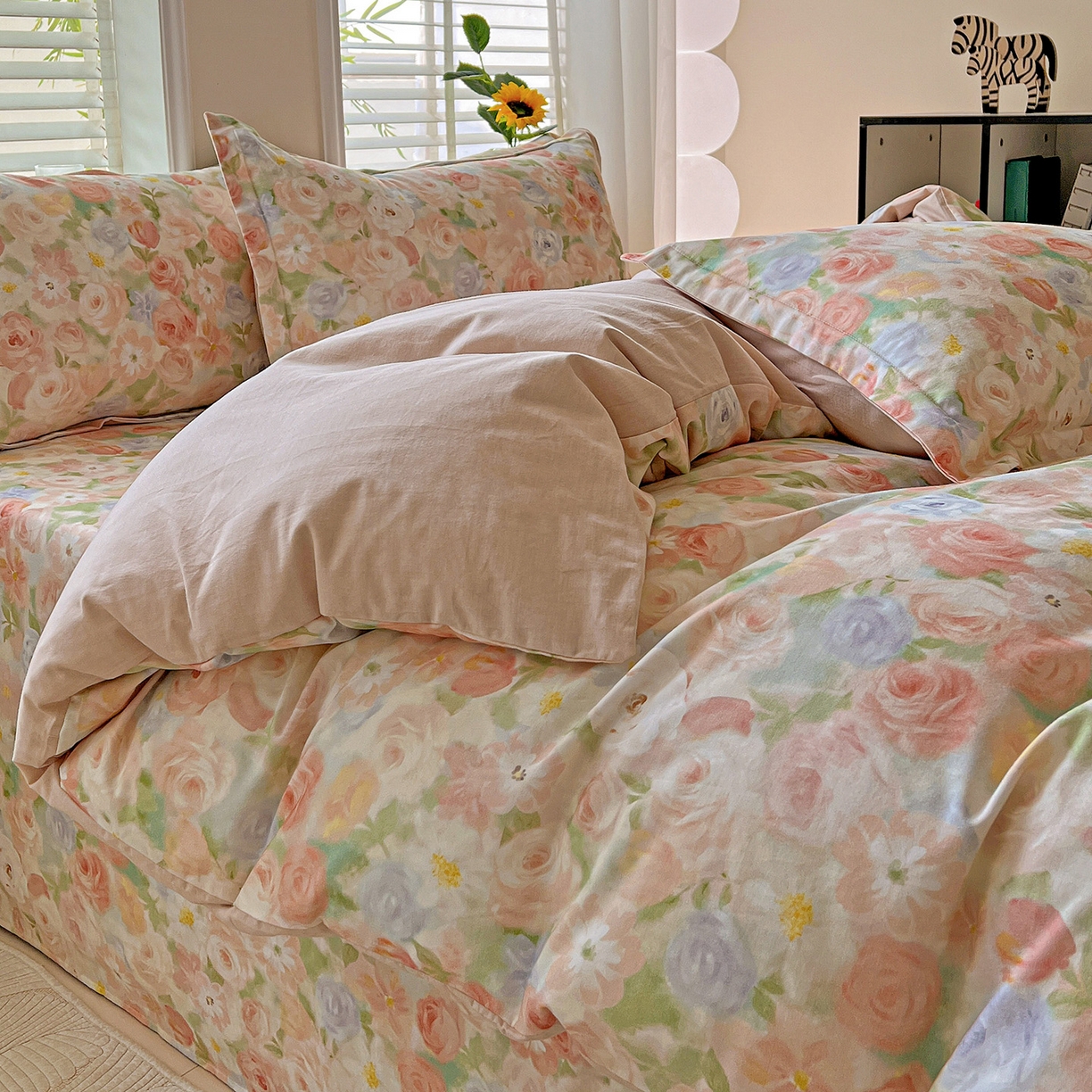 91家纺网 家纺一手货源 找家纺 依庭 2025新款高克重全棉纯棉磨毛印花单被套 甜梦茶语