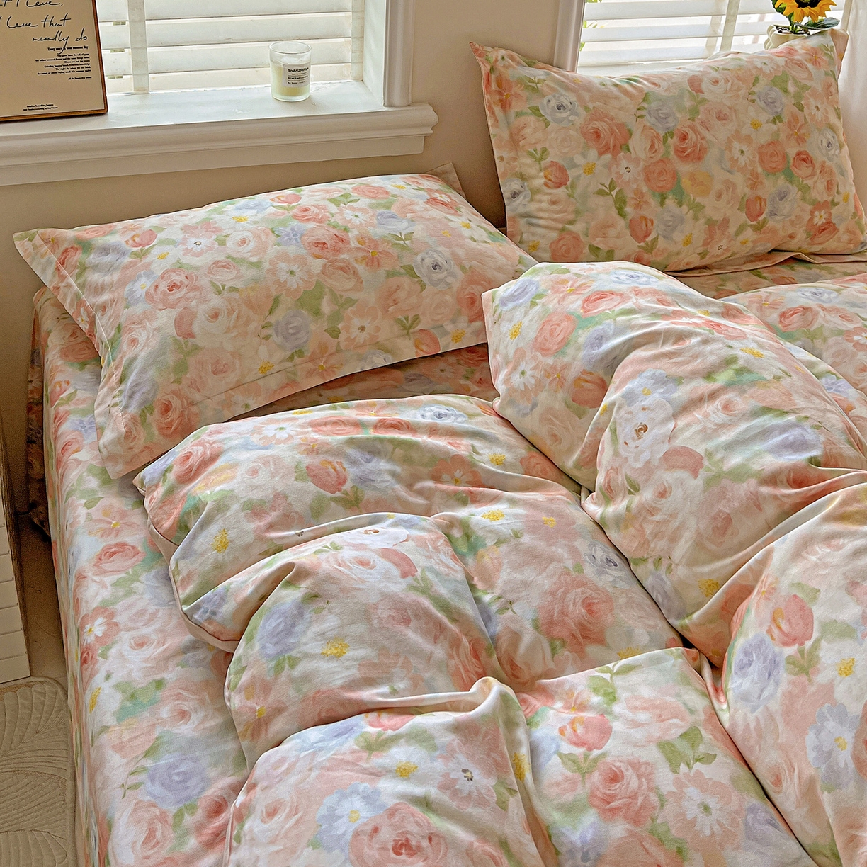 91家纺网 家纺一手货源 找家纺 依庭 2025新款高克重全棉纯棉磨毛印花单被套 甜梦茶语