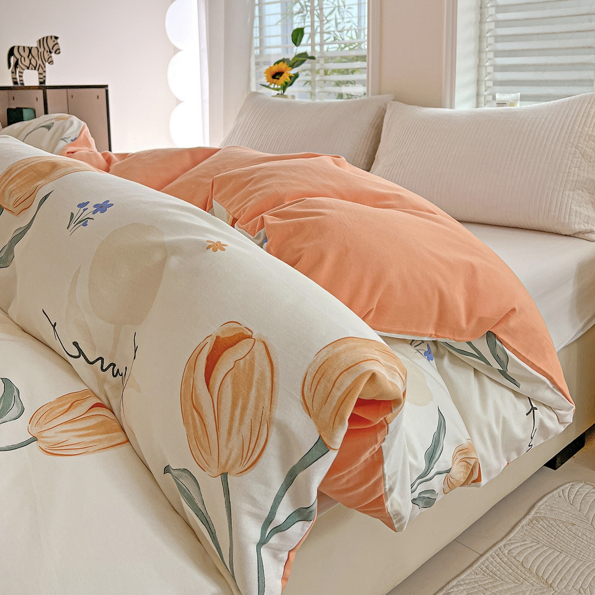 91家纺网 家纺一手货源 找家纺 依庭 2025新款高克重全棉纯棉磨毛印花单被套 甜心花语