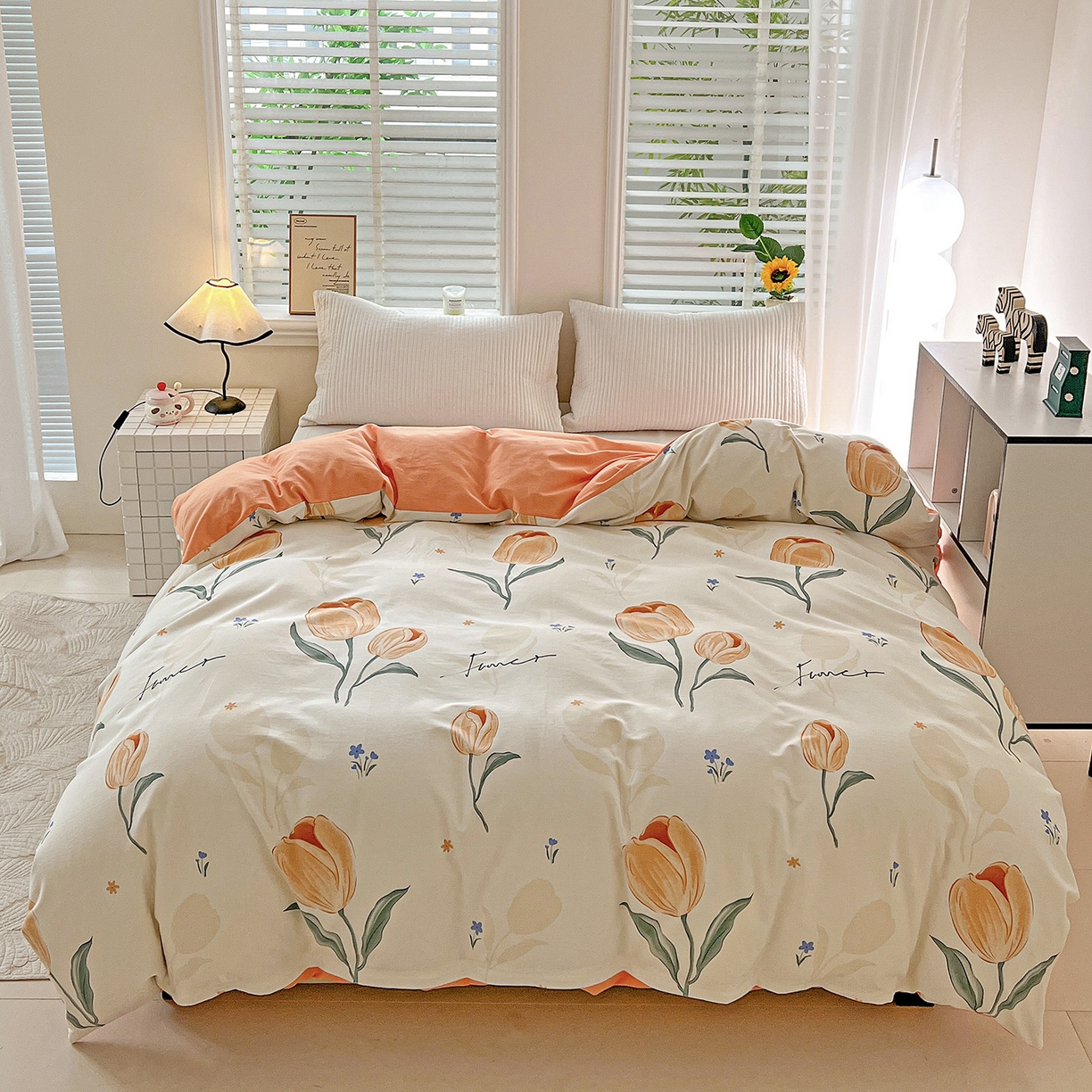 91家纺网 家纺一手货源 找家纺 依庭 2025新款高克重全棉纯棉磨毛印花单被套 甜心花语