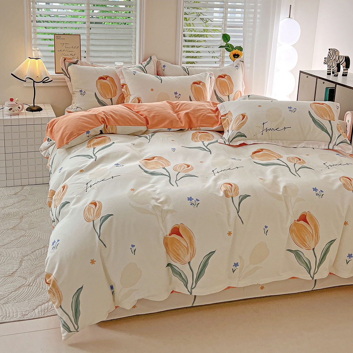 91家纺网 家纺一手货源 找家纺 依庭 2025新款高克重全棉纯棉磨毛印花单被套 甜心花语