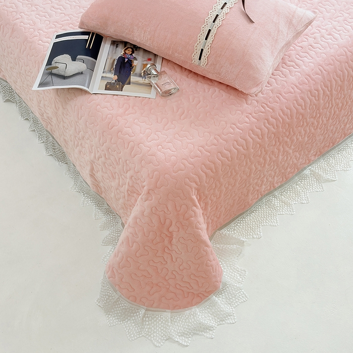 91家纺网 家纺一手货源 找家纺 韩秀家纺 2025新款牛奶绒床盖四件套 粉