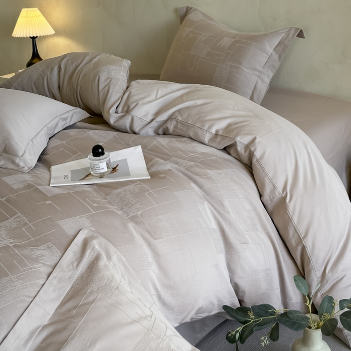 91家纺网 家纺一手货源 找家纺 禾时 2025新款轻奢高支浮雕立体提花床盖款四件套 空白格（灰）