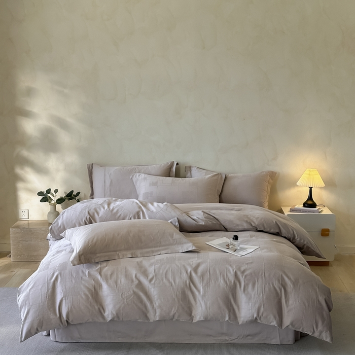 91家纺网 家纺一手货源 找家纺 禾时 2025新款轻奢高支浮雕立体提花床盖款四件套 空白格（灰）