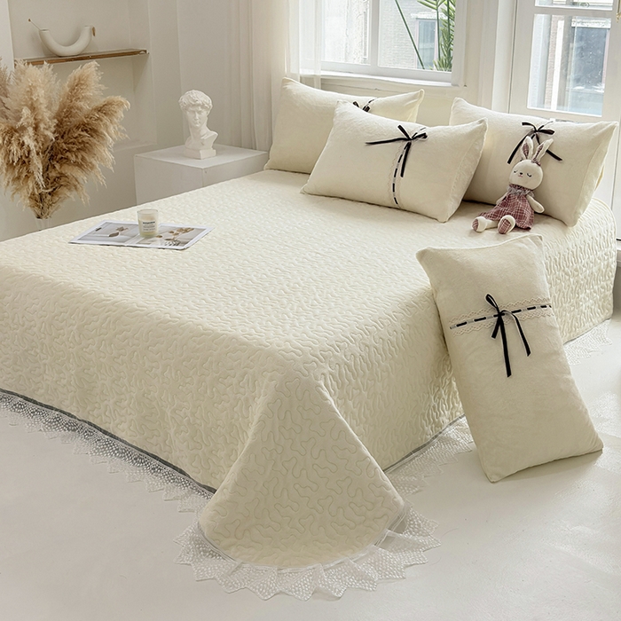 91家纺网 家纺一手货源 找家纺 韩秀家纺 2025新款牛奶绒床盖四件套 奶黄