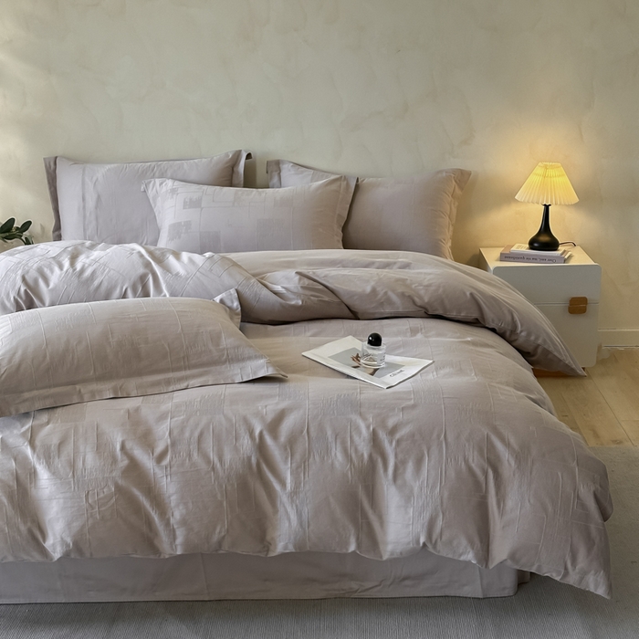 91家纺网 家纺一手货源 找家纺 禾时 2025新款轻奢高支浮雕立体提花床盖款四件套 空白格（灰）