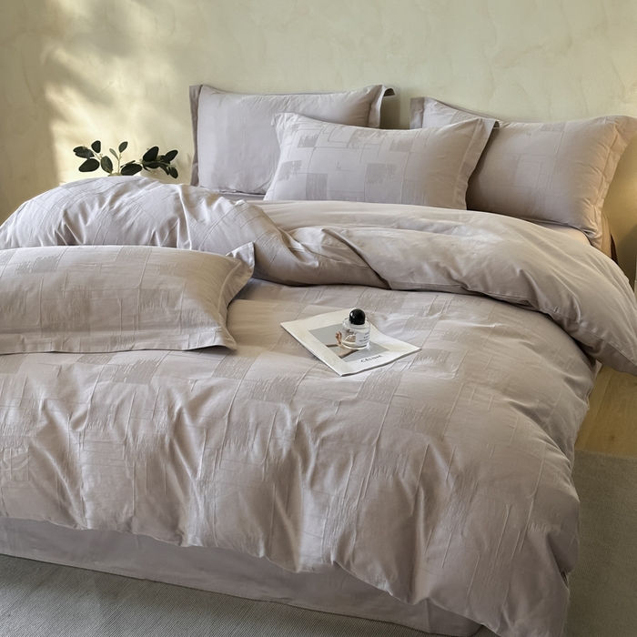 91家纺网 家纺一手货源 找家纺 禾时 2025新款轻奢高支浮雕立体提花床盖款四件套 空白格（灰）