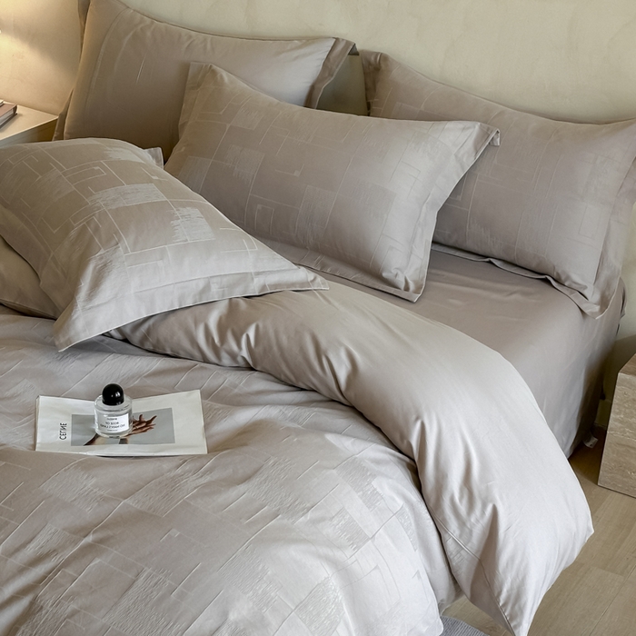 91家纺网 家纺一手货源 找家纺 禾时 2025新款轻奢高支浮雕立体提花床盖款四件套 空白格（灰）