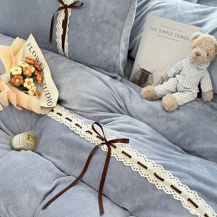 91家纺网 家纺一手货源 找家纺 韩秀家纺 2025新款牛奶绒床盖四件套 蓝