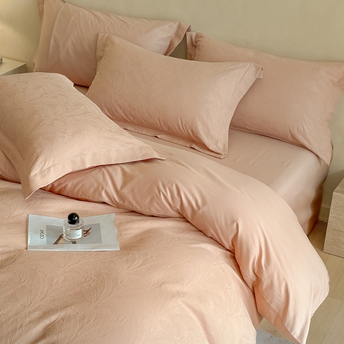 91家纺网 家纺一手货源 找家纺 禾时 2025新款轻奢高支浮雕立体提花床盖款四件套 威廉（爱马橙）