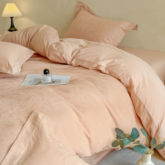 91家纺网 家纺一手货源 找家纺 禾时 2025新款轻奢高支浮雕立体提花床盖款四件套 威廉（爱马橙）