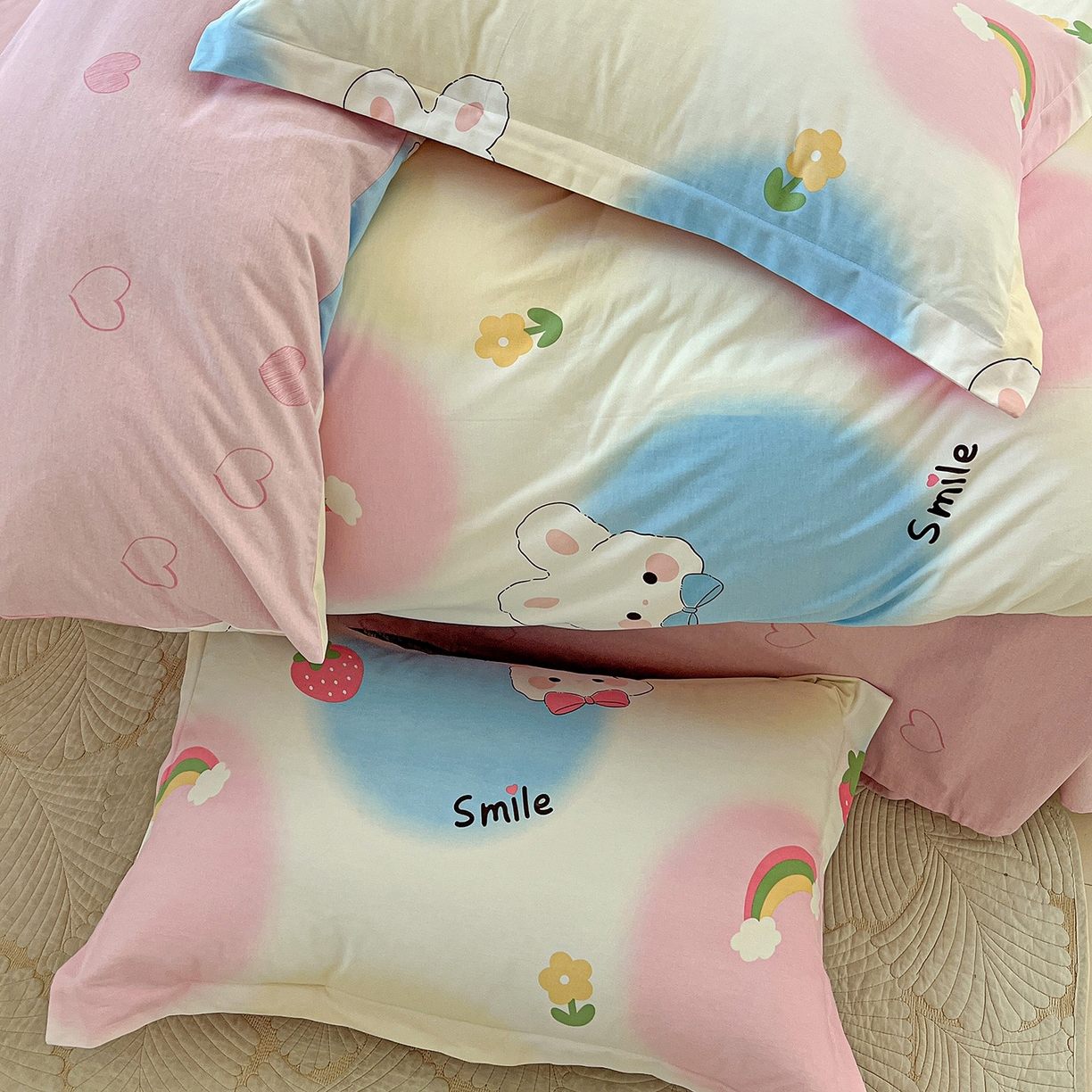 91家纺网 家纺一手货源 找家纺 依庭 2025新款高克重全棉纯棉磨毛印花单被套 小欢喜