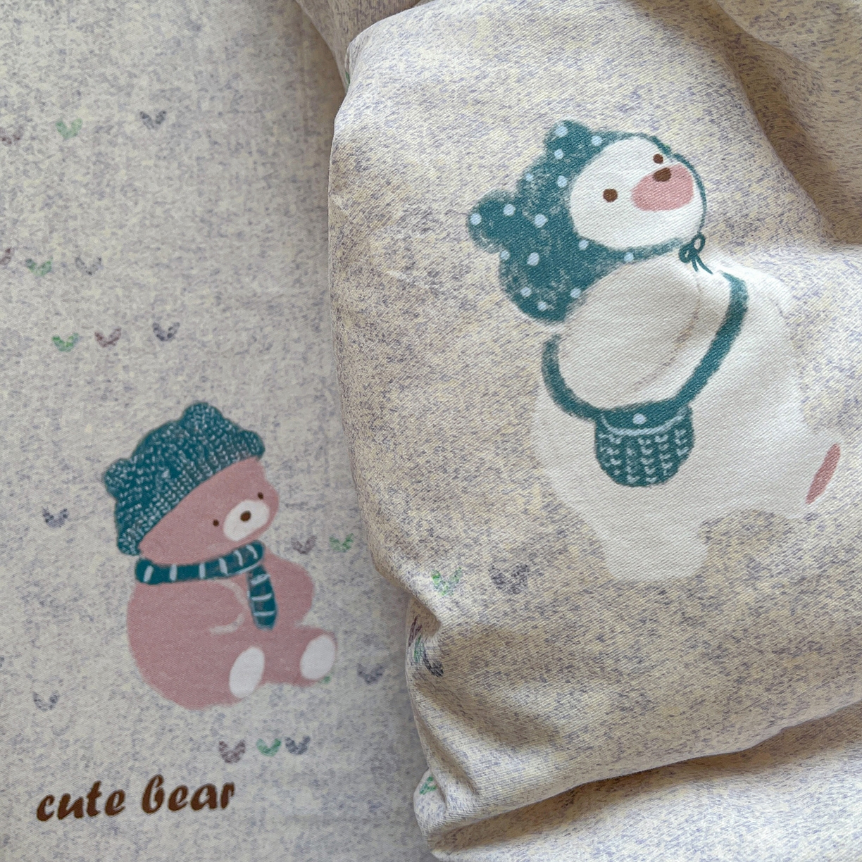 91家纺网 家纺一手货源 找家纺 依庭 2025新款高克重全棉纯棉磨毛印花单被套 幸福小熊