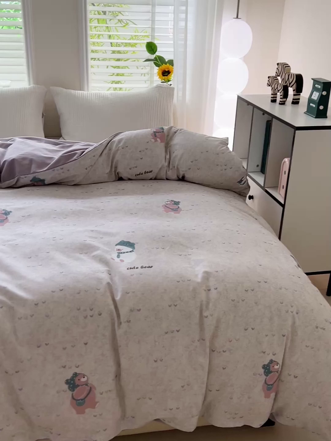 91家纺网 家纺一手货源 找家纺 依庭 2025新款高克重全棉纯棉磨毛印花单被套 幸福小熊