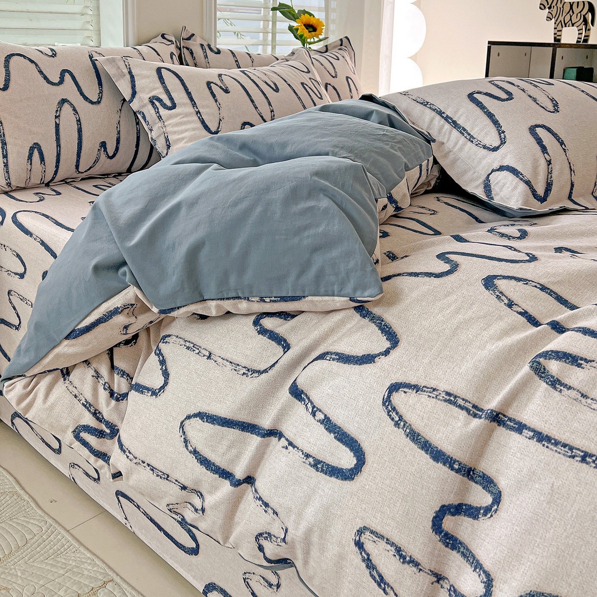 91家纺网 家纺一手货源 找家纺 依庭 2025新款高克重全棉纯棉磨毛印花单被套 幸运熊