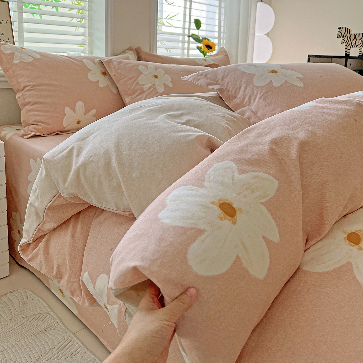 91家纺网 家纺一手货源 找家纺 依庭 2025新款高克重全棉纯棉磨毛印花单被套 寻悦-桔