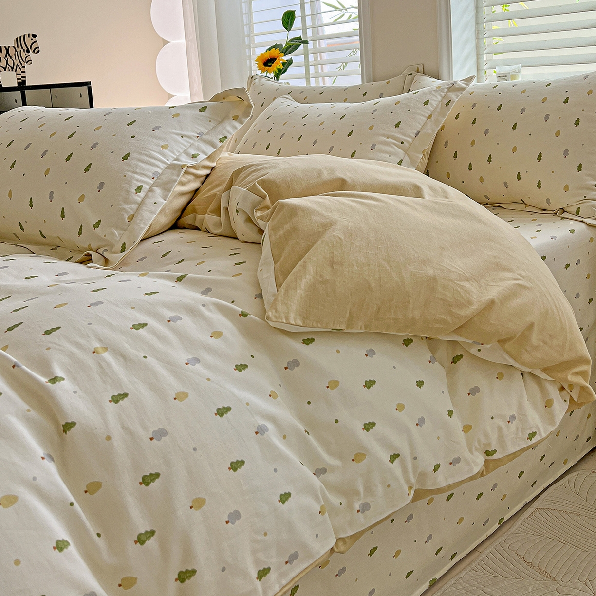 依庭 2025新款高克重全棉纯棉磨毛印花单被套 叶叶情深