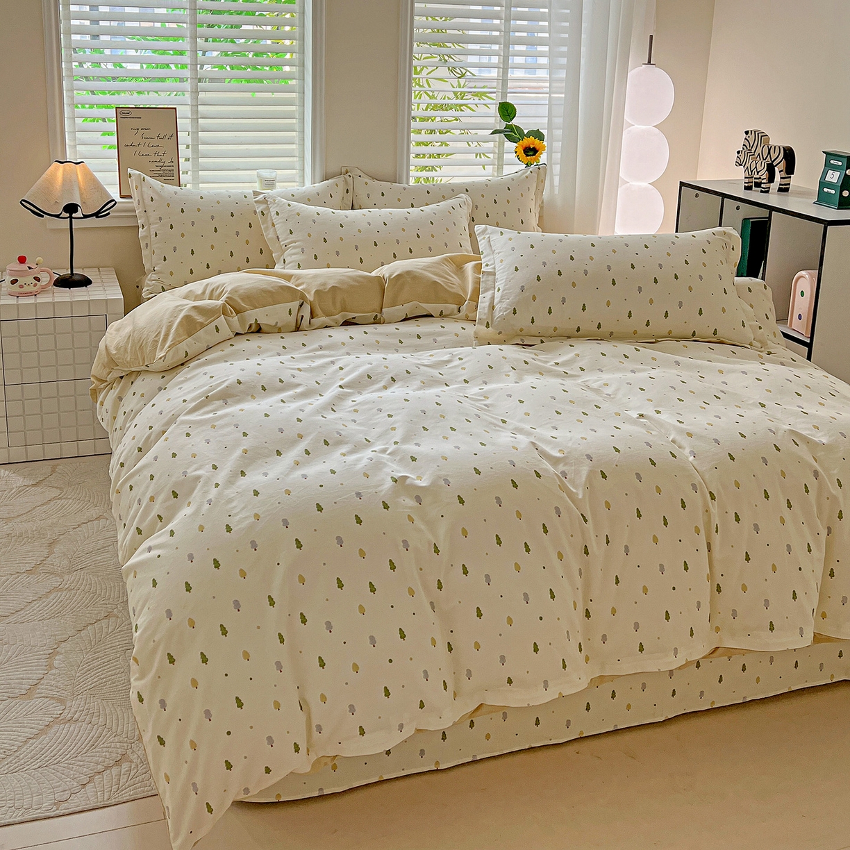 91家纺网 家纺一手货源 找家纺 依庭 2025新款高克重全棉纯棉磨毛印花单被套 叶叶情深