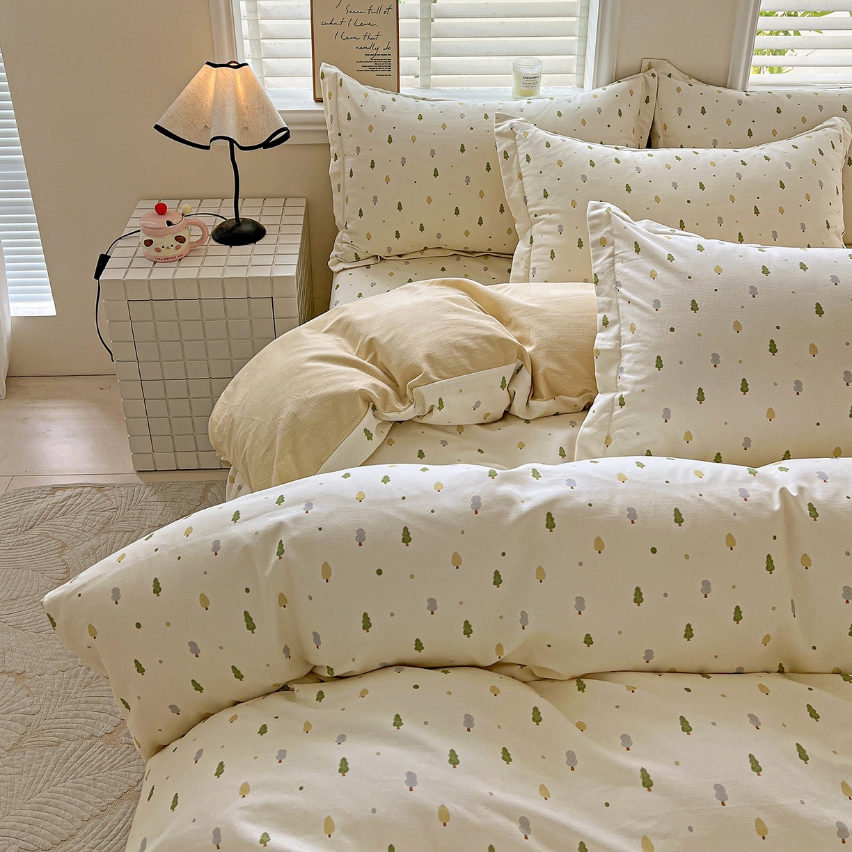 91家纺网 家纺一手货源 找家纺 依庭 2025新款高克重全棉纯棉磨毛印花单被套 叶叶情深