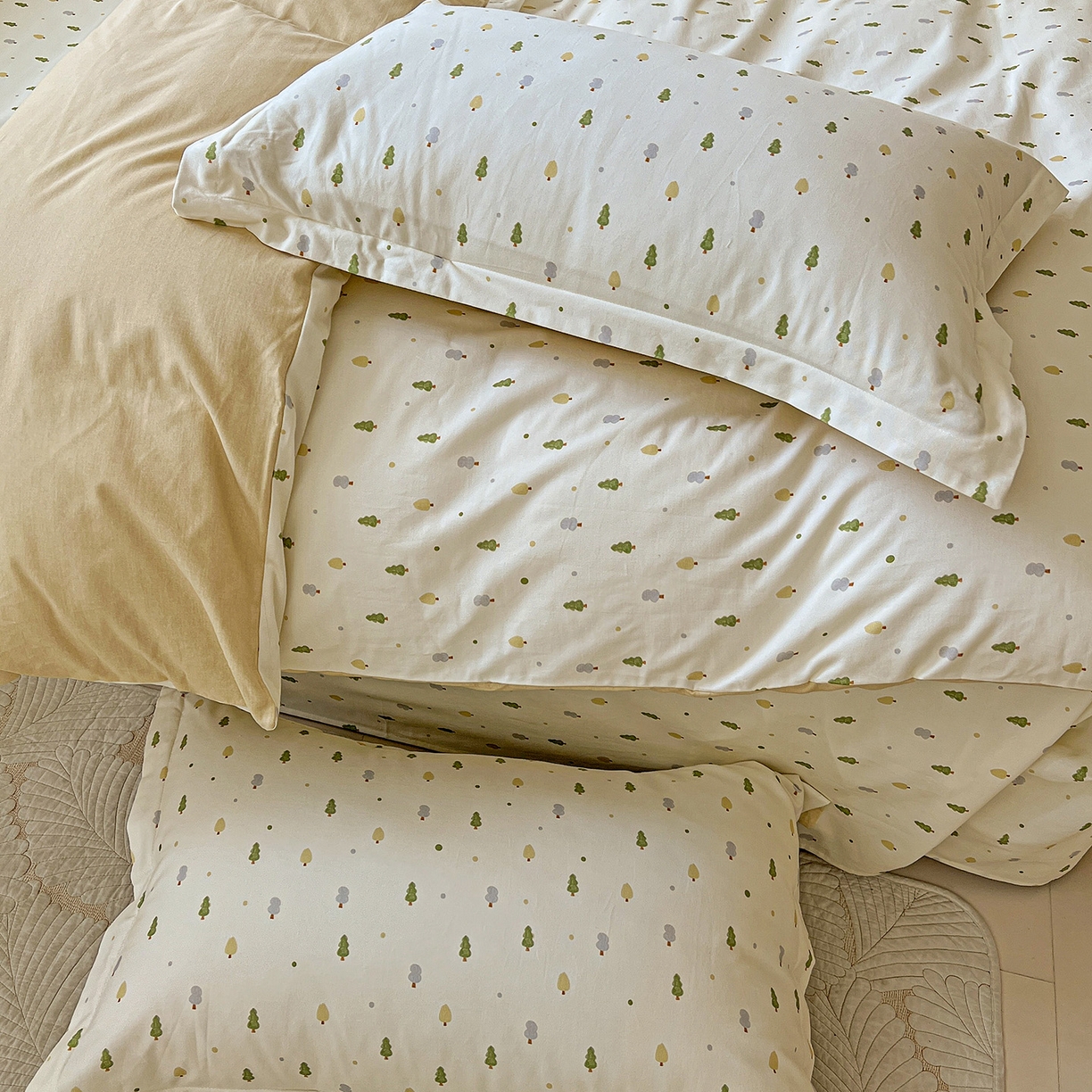 91家纺网 家纺一手货源 找家纺 依庭 2025新款高克重全棉纯棉磨毛印花单被套 叶叶情深