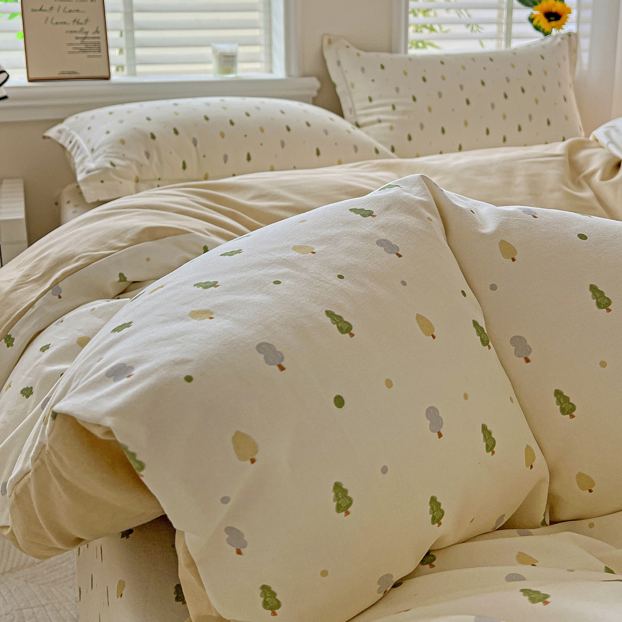 91家纺网 家纺一手货源 找家纺 依庭 2025新款高克重全棉纯棉磨毛印花单被套 叶叶情深