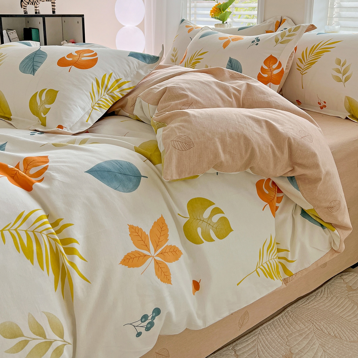 依庭 2025新款高克重全棉纯棉磨毛印花单被套 叶之恋